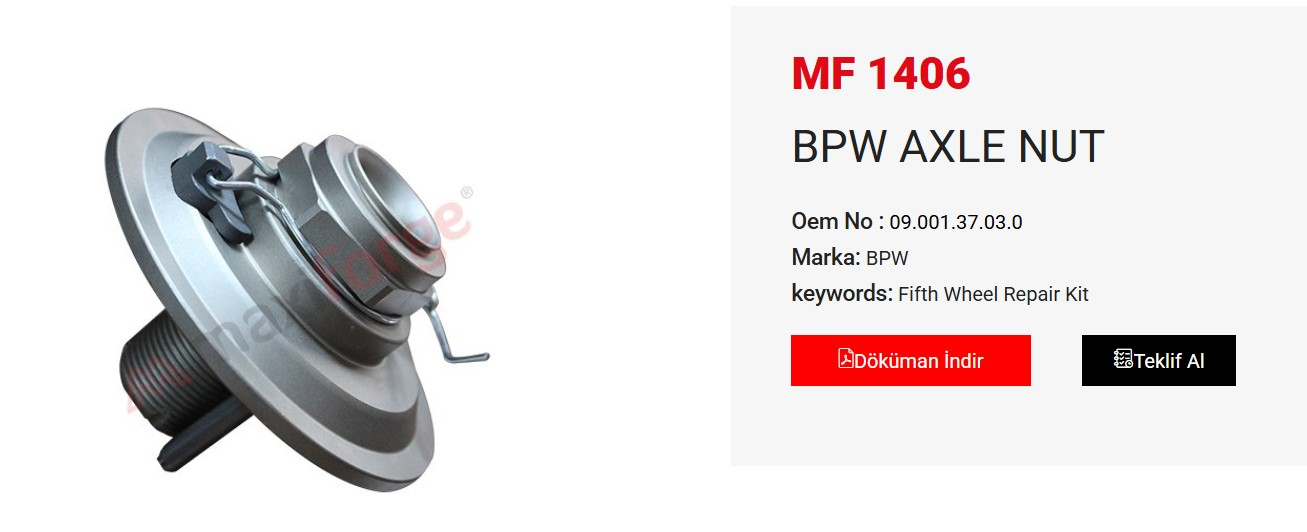 BPW AKS SOMUNU YENI MODEL 09.001.37.